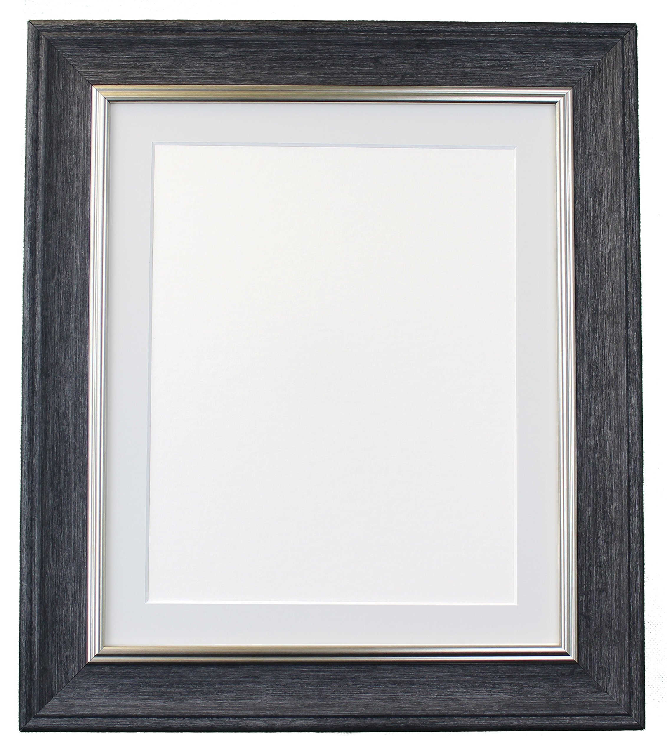Frames By Post Light Grey Mount Scandi Vintage Charcoal Grey Picture Photo Frame With A2 Image Size A3