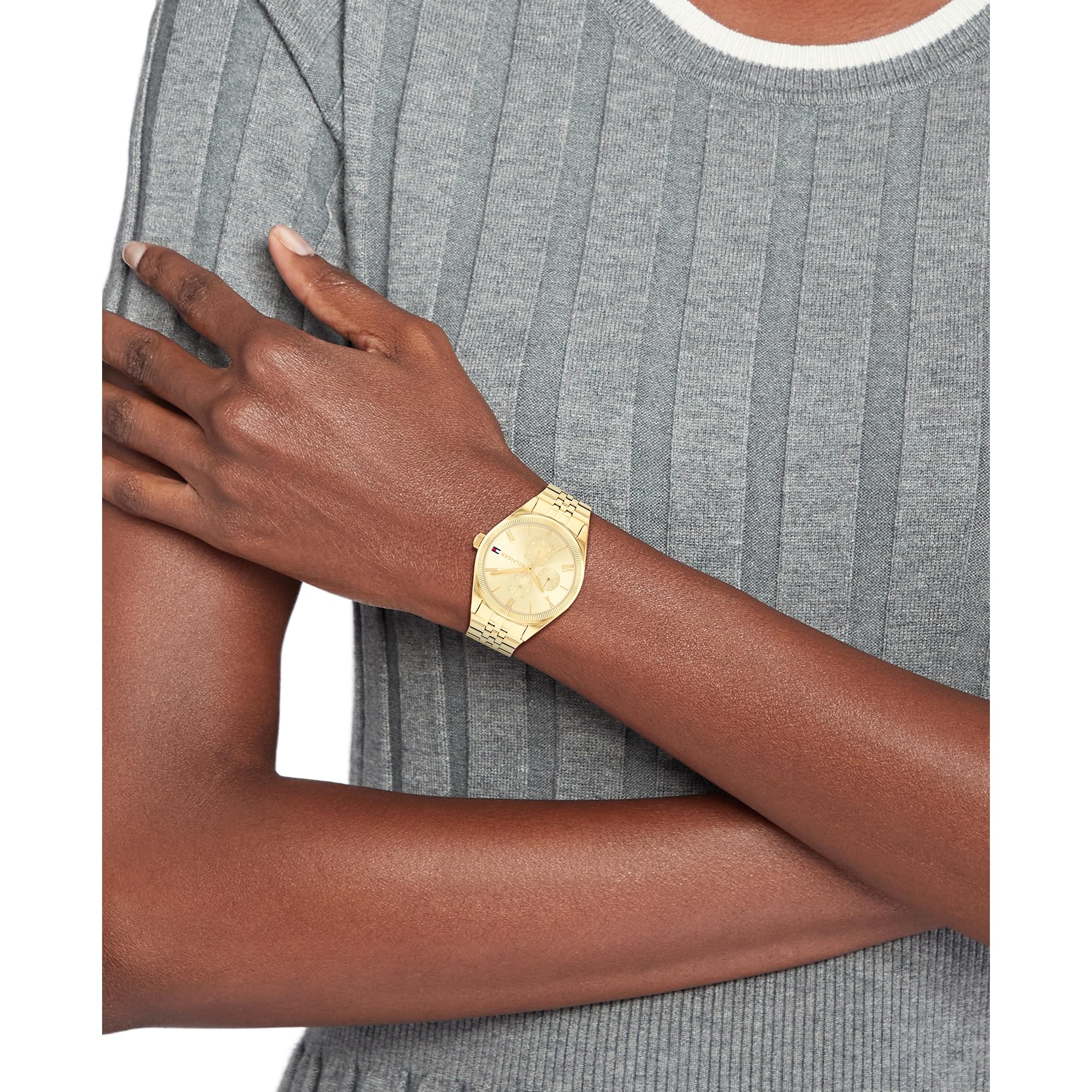 Tommy Hilfiger Orologio analogico multifunzione al quarzo da donna con cinturini in acciaio inossidabile o pelle