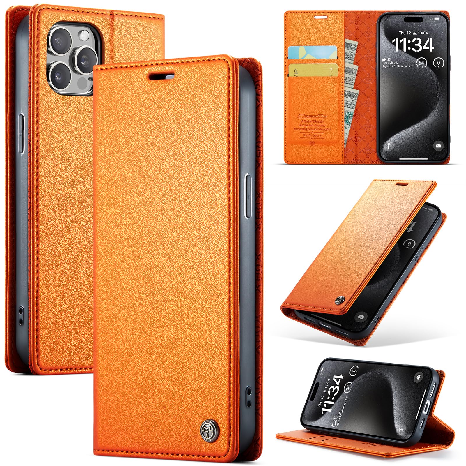 owlhold hülle für iPhone 16/17 Premium Weiches Vintage-Nubukleder klapphülle