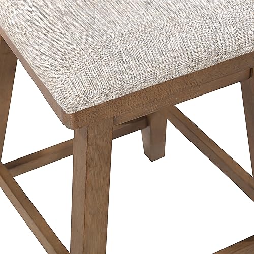 Miniatura 8 de Home 2 Office Brookline Taburete de bar giratorio, taburete rústico para encimera de cocina con cojín, altura del asiento de 29 pulgadas, roble