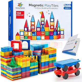 Magnetic Tiles 150 PCS XL Building Set – Magnetic Building Tiles Toy for Kids Ages 3-8, STEM Educational Magnet Toys for Boys & Girls, Creative Construction Tiles Large Set with Gift Box