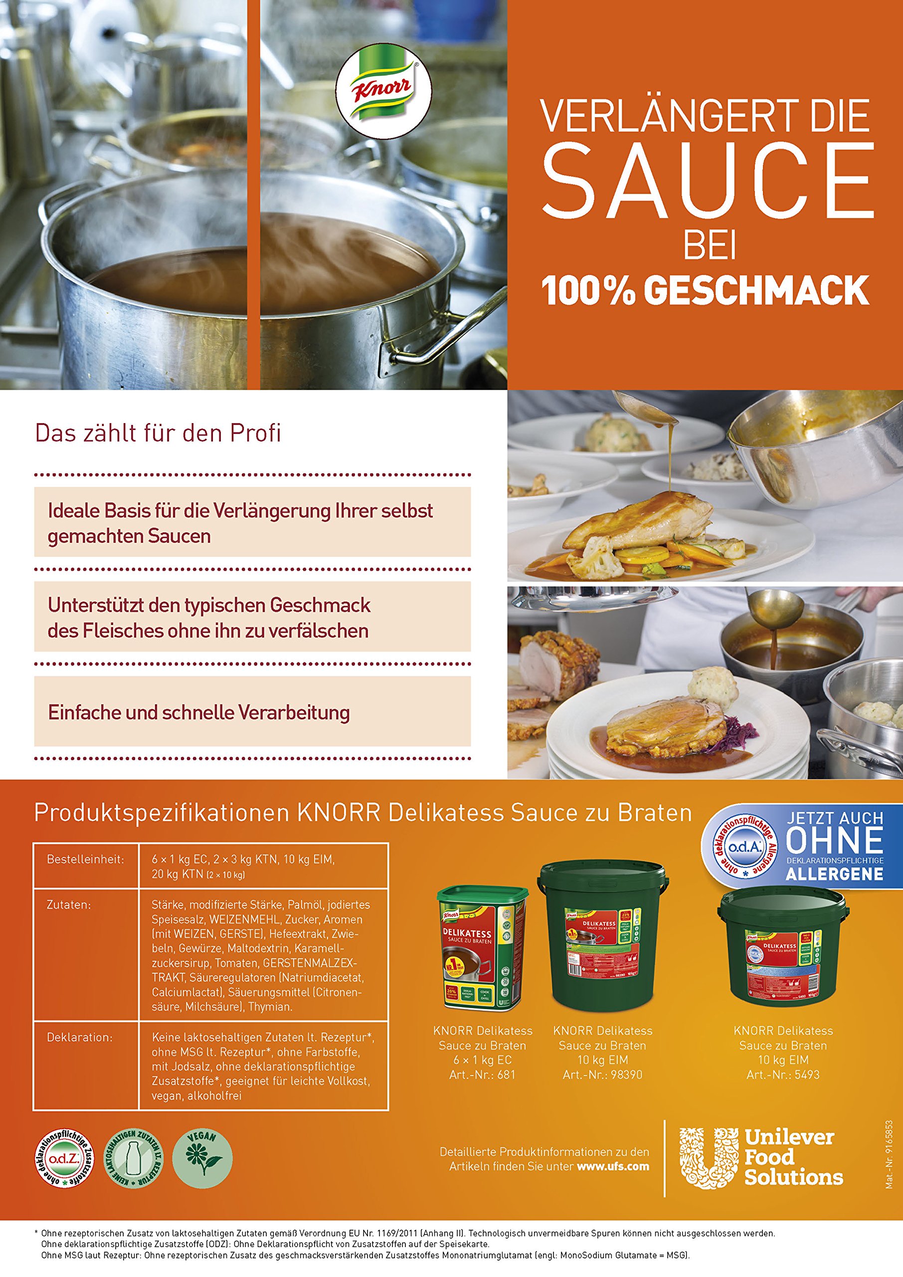 Knorr Delikatess Sauce zu Braten (pur als Bratensoße, Soßenbinder und zum Verfeinern), 1er Pack (1 x 1 kg)