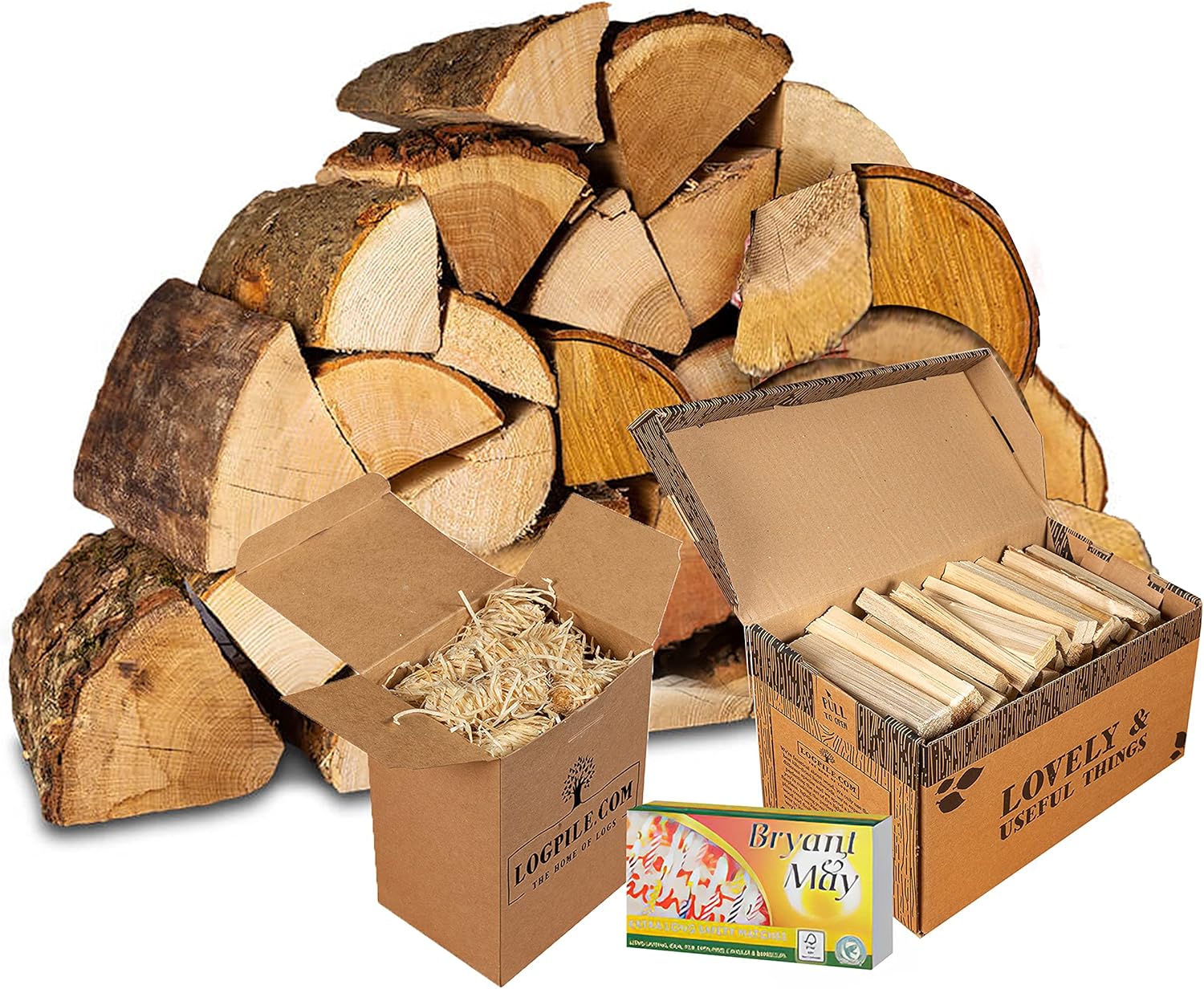 20kg Fire Starter Kit, Kiln Dried Logs For Wood Burners, Stoves