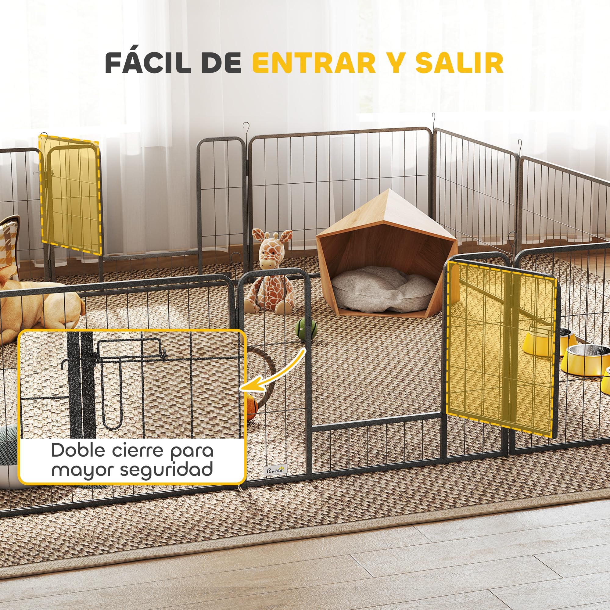 PawHut Parque para Perros Vallas para Mascotas de 12 Paneles 80x60 cm con 2 Puertas con Pestillo Corralito para Perros Pequeños de Acero para Interior y Exterior Gris