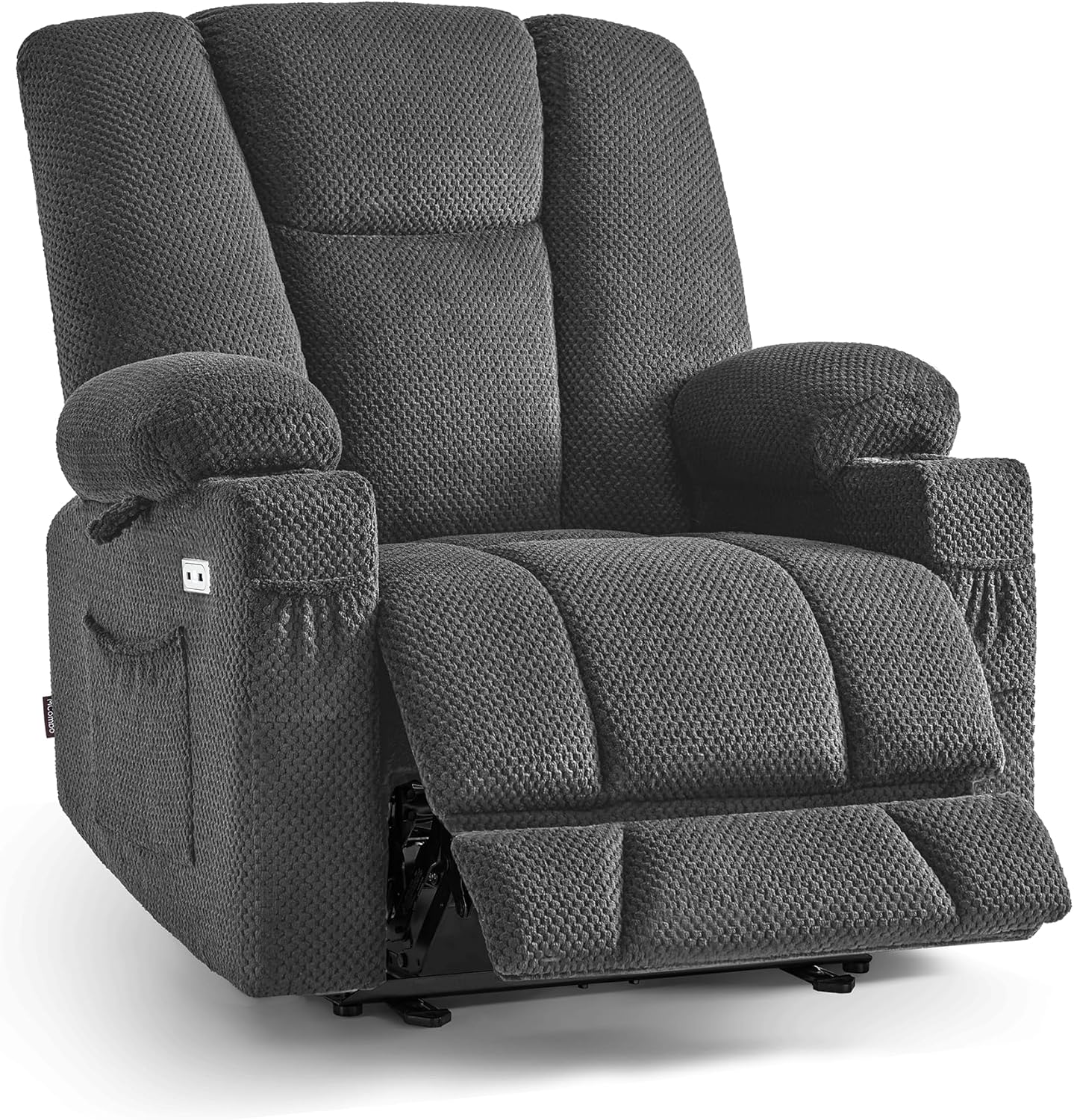 MCombo Oversized Zero Gravity Recliner Chair with Heating and Massage, Power Recliner for Big and Tall with USB & Type C Ports, Cup Holders for Living Room 8017 (Grey, Oversized)