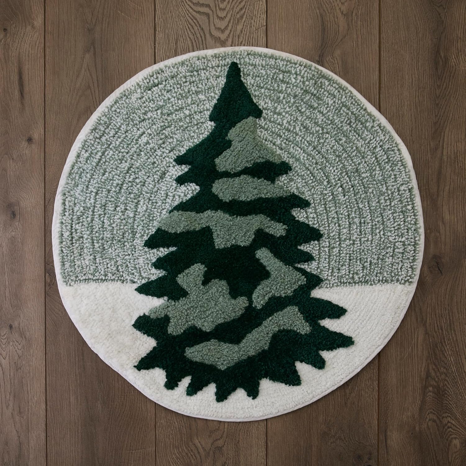 SKL Home Christmas Winter Pines 100% Cotton Rug, Plush & Absorbent, Slip-Resistant, Green