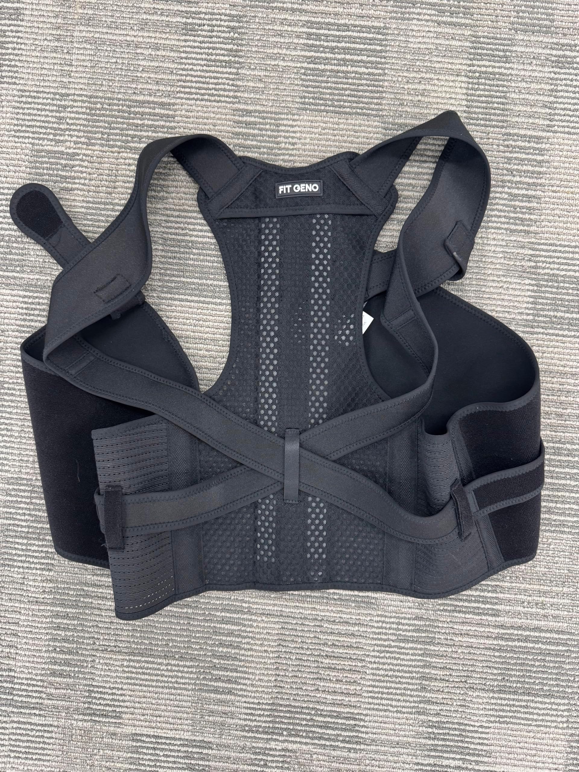 Fit Geno Posture Corrector for Women and Men - Adjustable Back Brace & Straightener for Scoliosis, Hunchback Correction, Back Pain, Spine Corrector, Back Support and Posture Trainer (Large (Waist