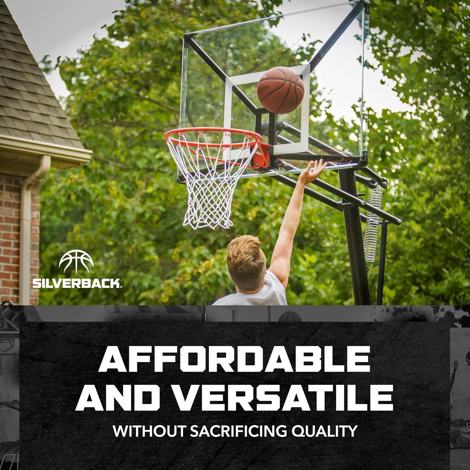 Silverback Standard Breakaway Rim with Nylon Net Compatible with Silverback and Goaliath Portable Basketball Hoops