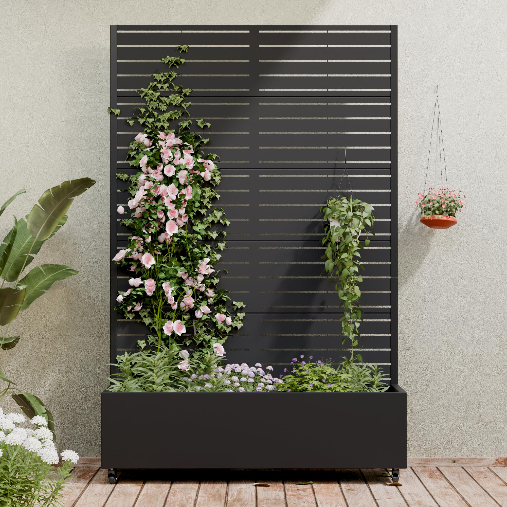 Casaphoria Metal Raised Garden Bed with Trellis and Wheels
