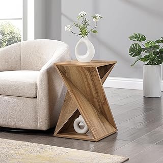Modern One-of-a-Kind Twisted End Table, Farmhouse Side Table, Farmhouse, Living Room, Bedroom Accent Table, Contemporary Architectural Designed - Natural Brown