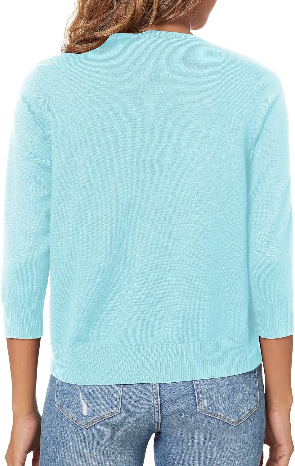 Urban CoCo Women's 3/4 Sleeve Shrugs Open Front Cropped Sweater Cardigan - Image 5