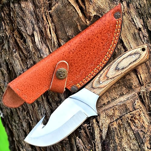 Miniatura 2 de WARIVO KNIFE Cuchillo de caza de espiga completa, cuchillo de gancho intestinal de 8 pulgadas, cuchillo de pelar para cazar, cuchillo de hoja fija