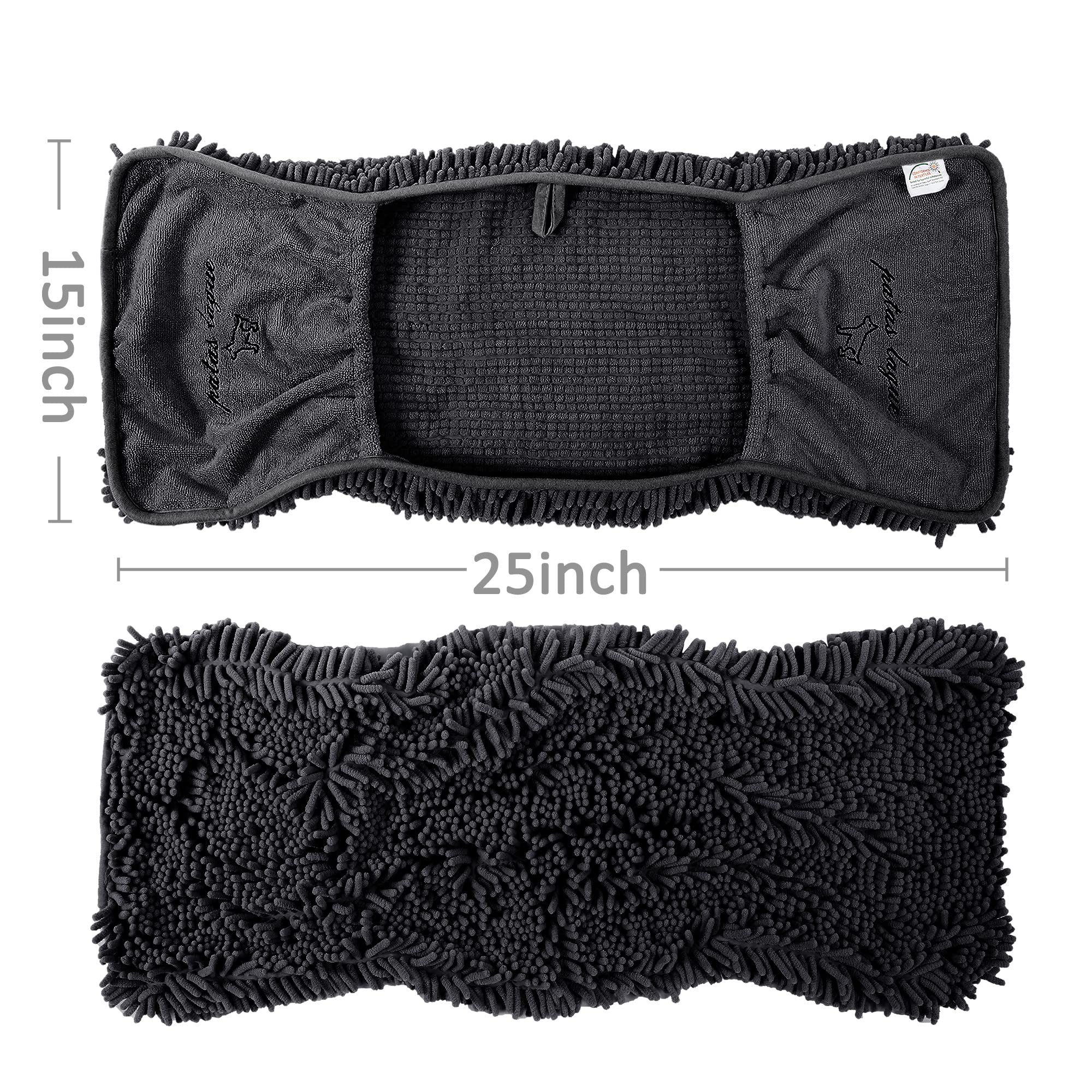 Patas Lague Paquete de 2 toallas absorbentes de lujo para perro, (35 x 15 pulgadas), microfibra extra grande, secado rápido, con bolsillos para las manos, toalla para mascotas para perros y gatos