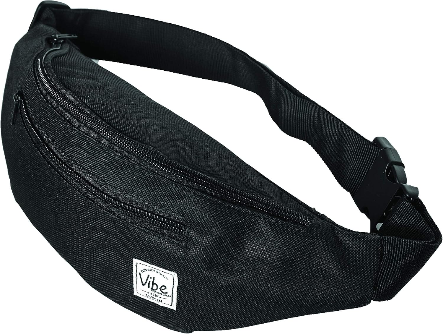 Vibe Festival Gear Fanny Pack for Men Women - Many Prints - Black Holographic Silver Gold Cute Waist Bag for Festival Rave Hiking Running Cycling - Amazon product rated Grade A