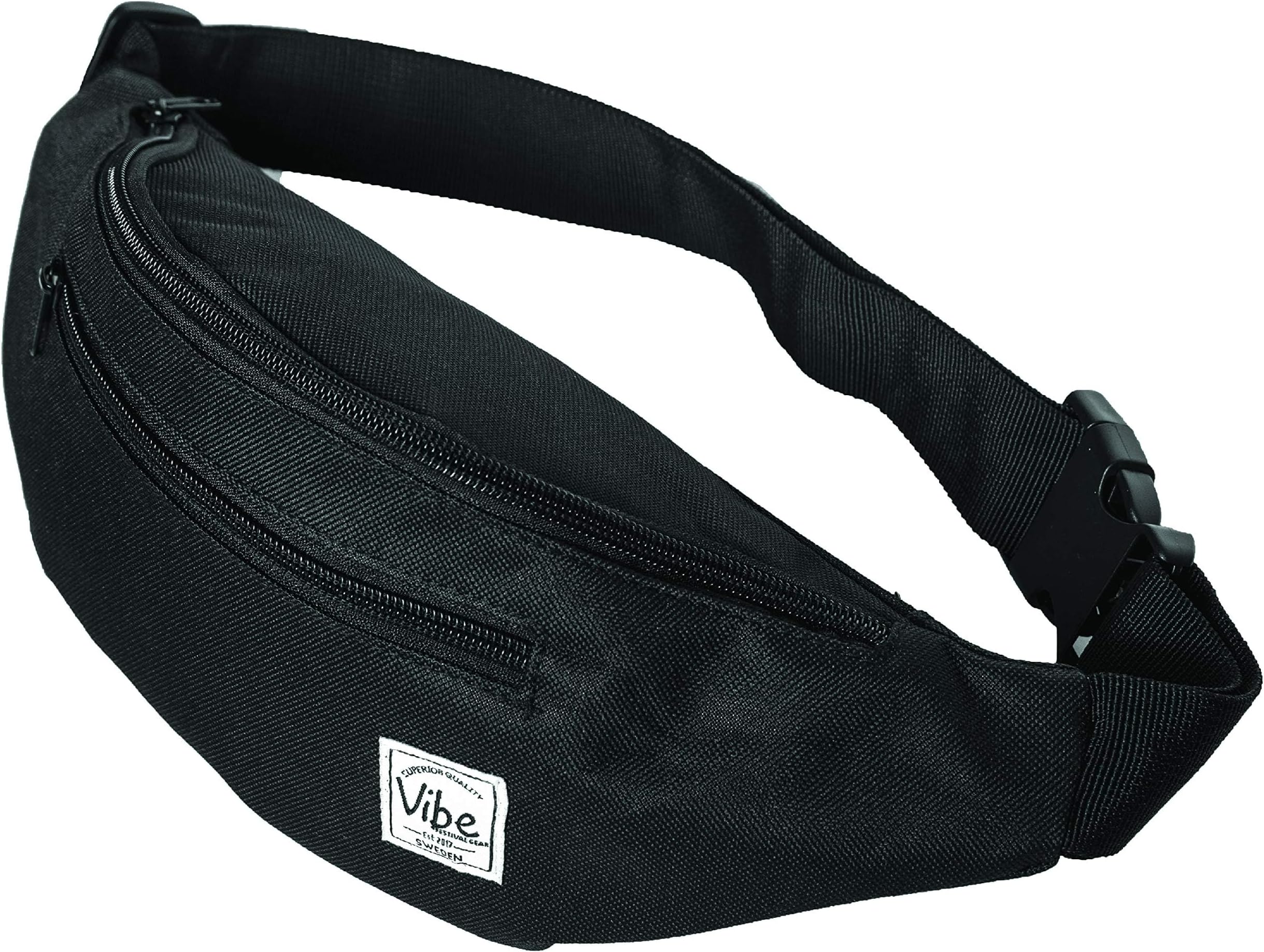 Vibe Festival Gear Fanny Pack for Men Women - Many Prints - Black Holographic Silver Gold Cute Waist Bag for Festival Rave Hiking Running Cycling