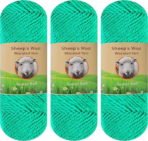 Miniatura 10 de Paquete de 3 hilos de lana de oveja 50% para tejer y tejer a ganchillo, 10.58 oz (naranja 06)