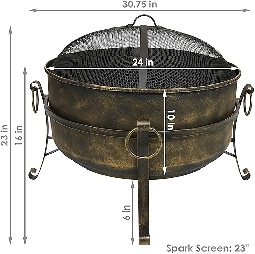 Vista 16 de Recipiente para fogatas de acero con pantalla parachispas de Sunnydaze, Negro