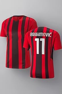 Sports Soccer Football AC Mil Ibrahimovic 11 Home Kit Jersey T-Shirt(Kid's, Boy'&Men)