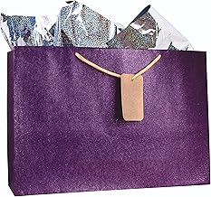 KidsyWinsy Pack Of 5 Grape Glitter Gift Bags (Large,16 * 5 * 11 Inches) With Tissue & Thank You Card-Paper Christmas Gift Bags| Carry Bags For Birthday, Wedding, Anniversary,Grape Large-Purple
