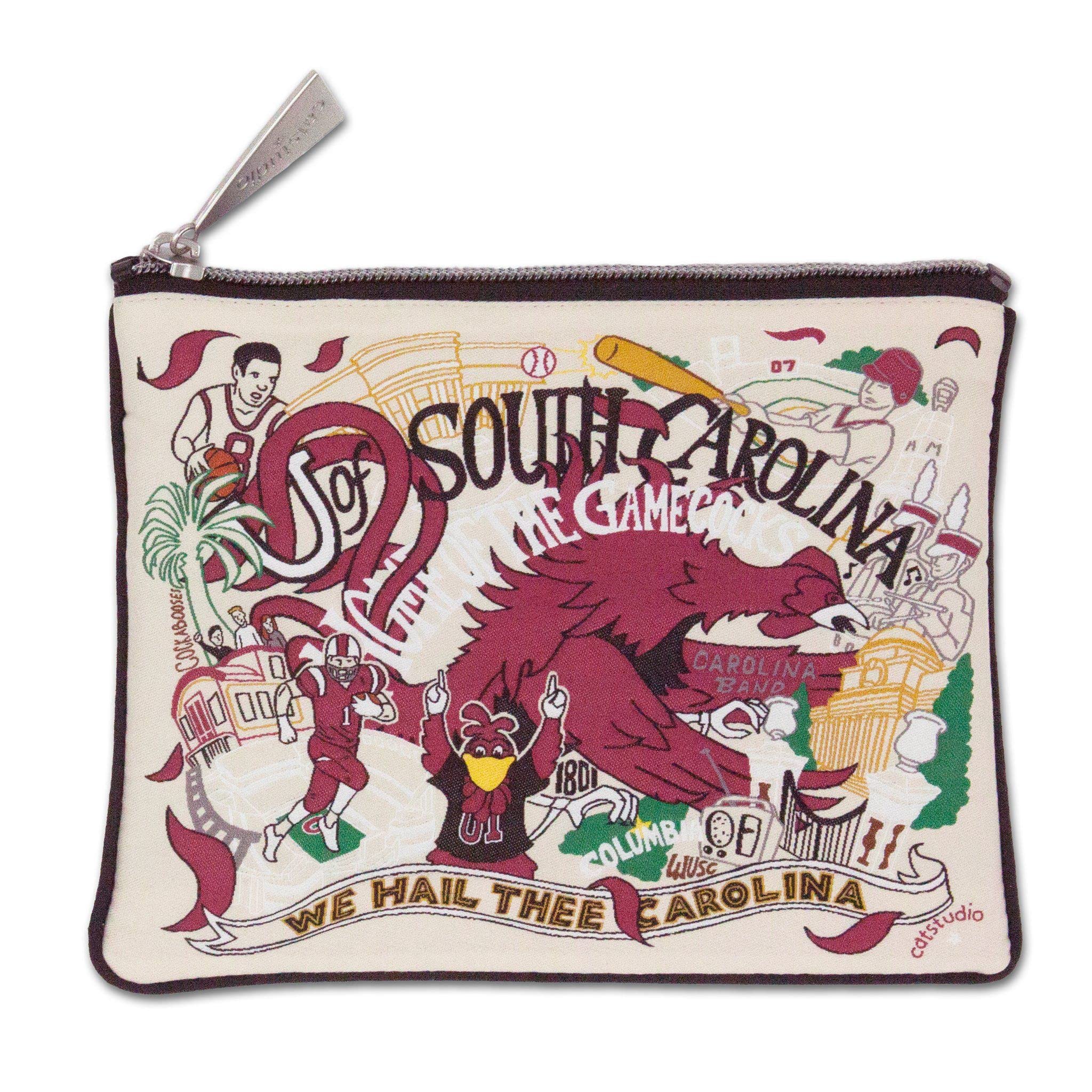 Catstudio Collegiate Zipper Pouch, University of South Carolina Travel Toiletry Bag, Ideal Gift for Alumni, Makeup Bag, Dog Treat Pouch, or Travel