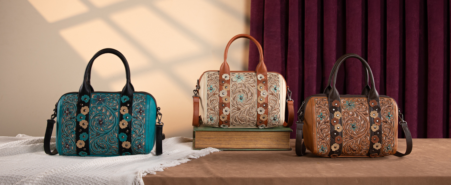 Montana West Top Handle Bags for Women Embroidered Floral Cut-out