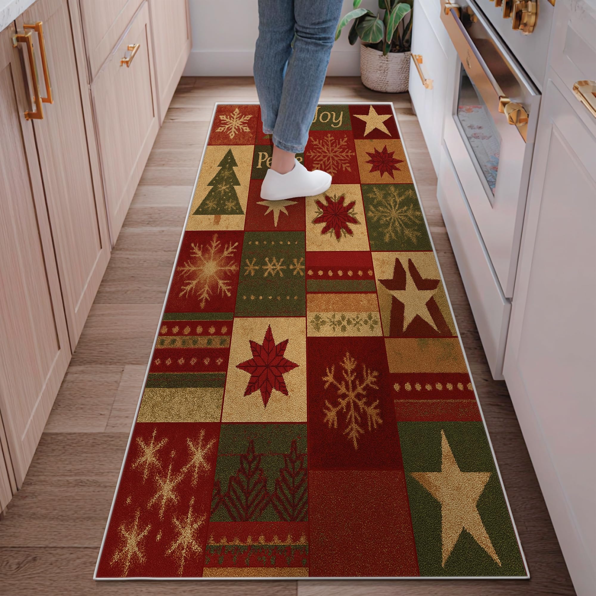 Tapis de couloir pour décoration de cuisine et entrée chaleureuse en textile rouge