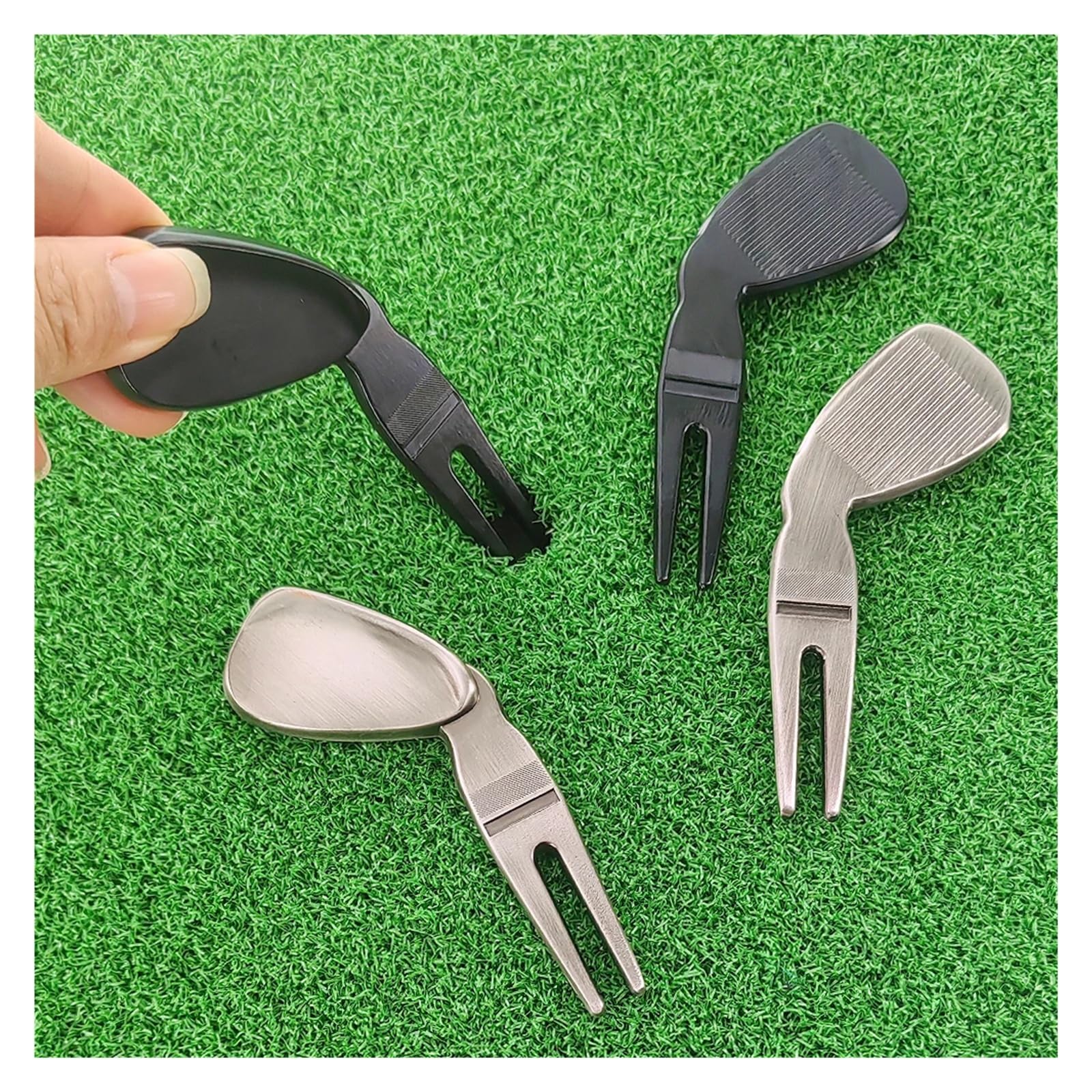 Golf Divot Tool Outdoor Golf Sport Liefert Rasen Reparatur Werkzeuge Position Marker Metall Langlebig Greens Gabel Golf Zubehör