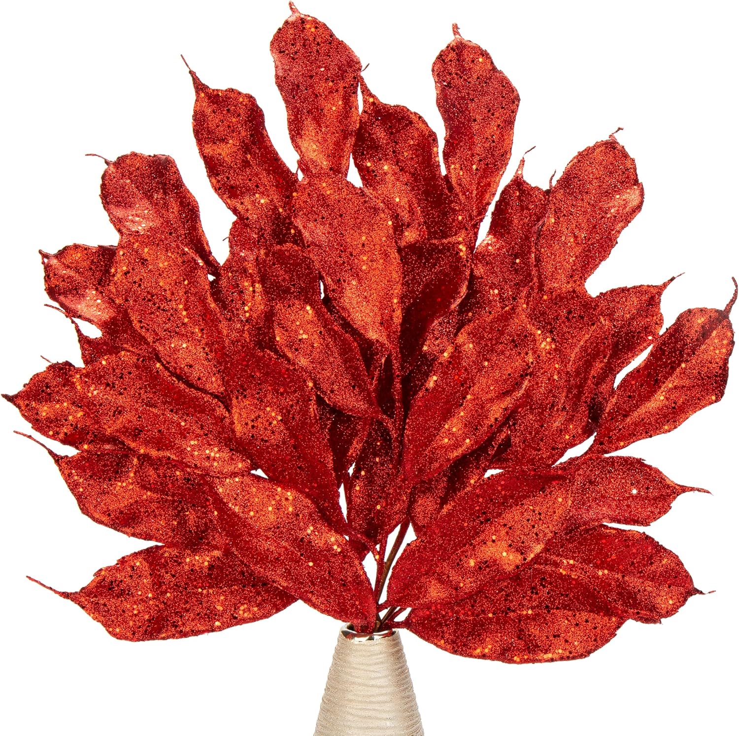 Oairse 8 Pcs Christmas Tree Picks and Sprays Red Glitter Christmas