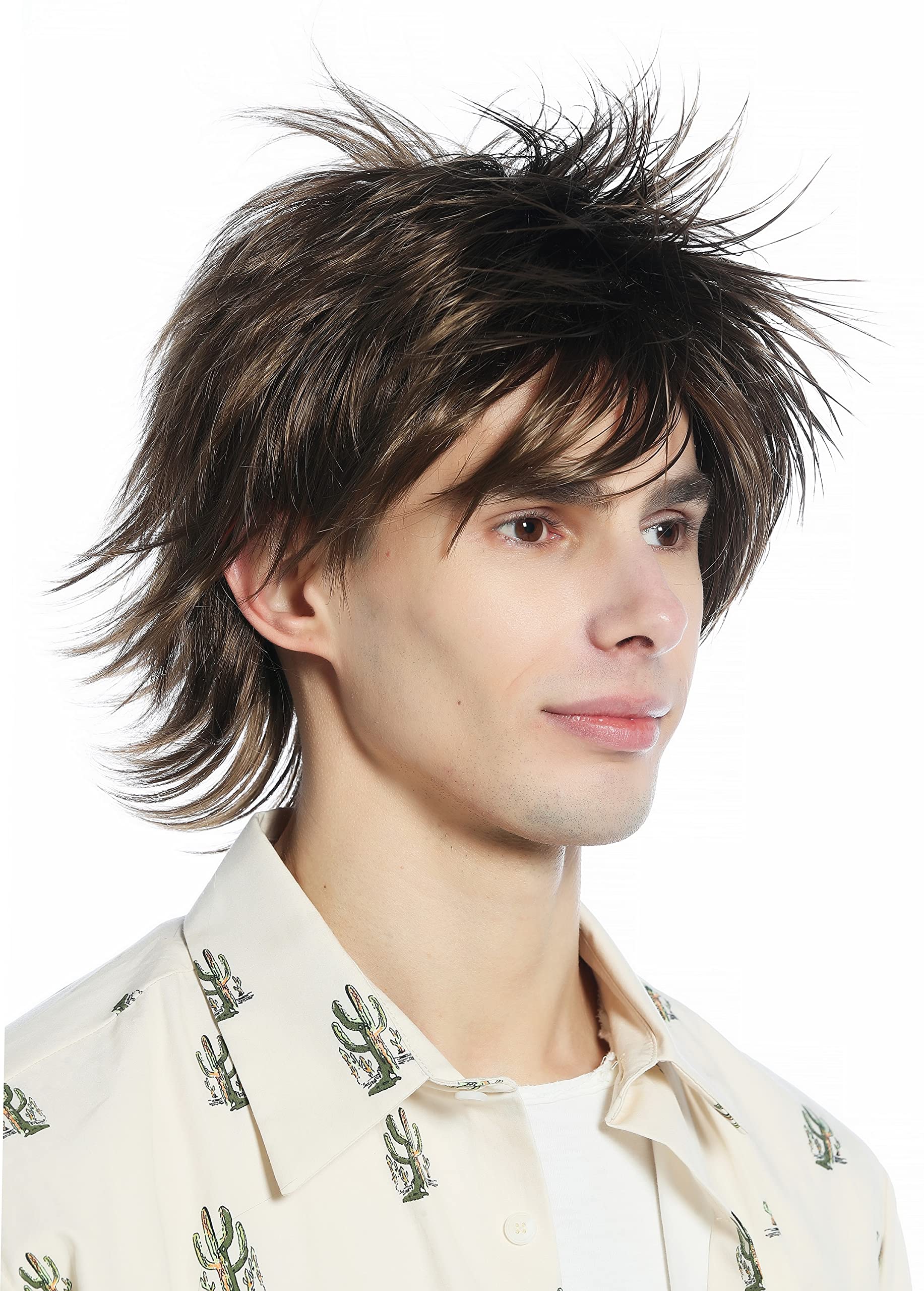WIG ME UP - M-261-10 Wig Men Women short wild unruly 80s retro style medium brown, medium brown (10) - Image 3