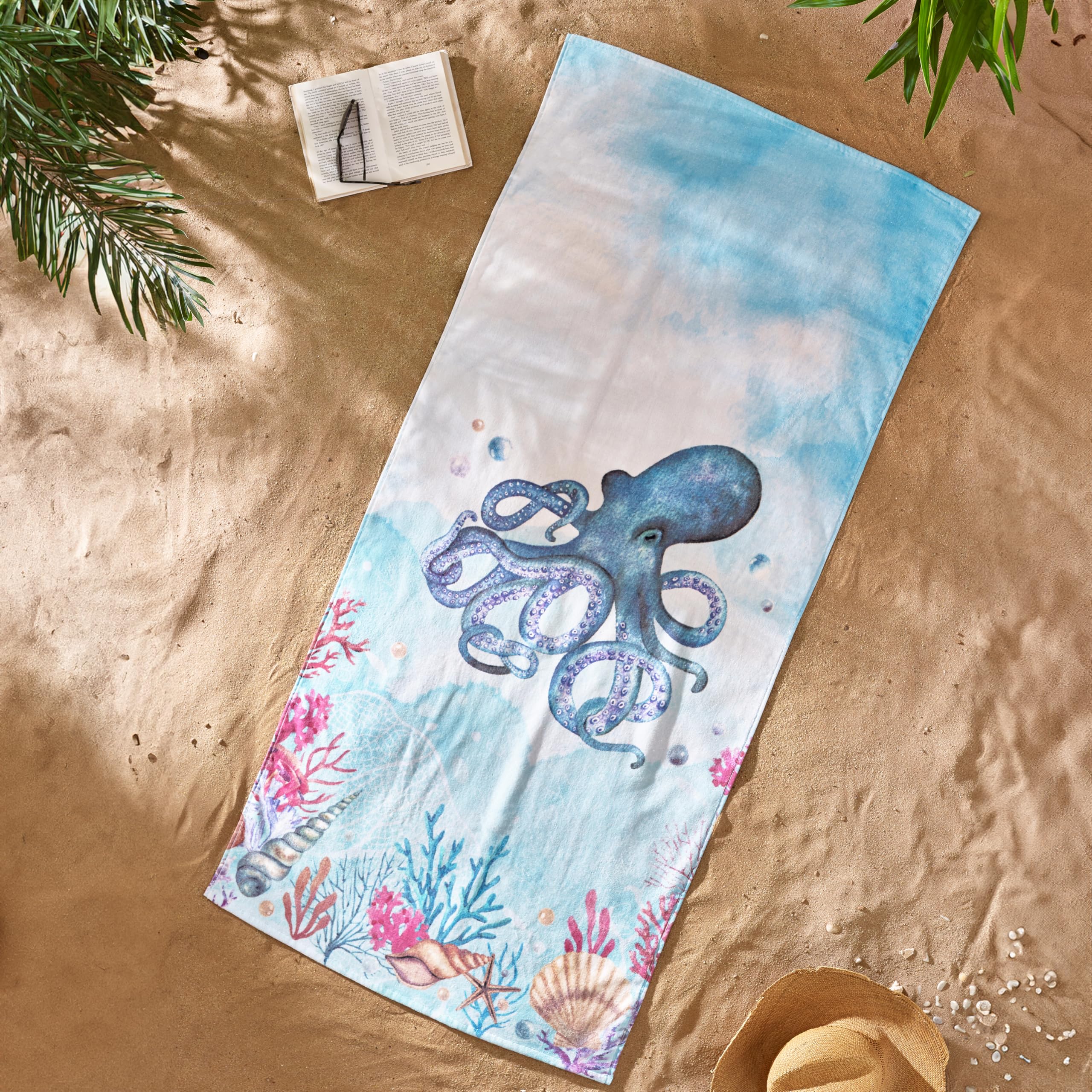 Octopus Beach Towel 100% Cotton Jumbo Travel Camping Swimming Holiday Sport Blue