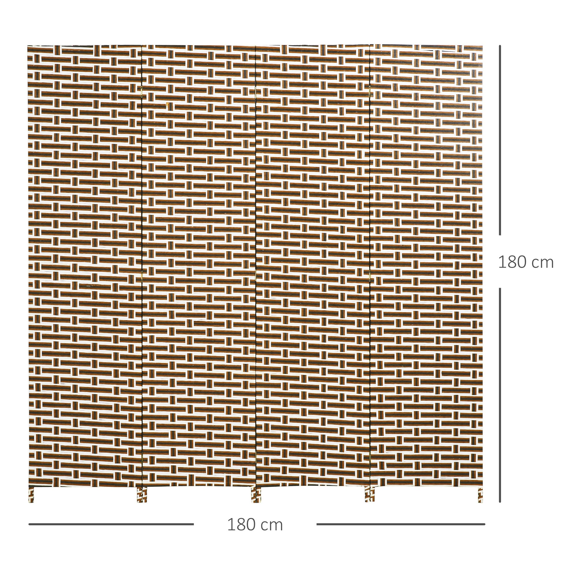 HOMCOM Divisor de Habitación de 4 Paneles Biombo Plegable 180x180 cm Separador de Ambientes Decoración Elegante para Dormitorio Salón Cocina Marrón Blanco