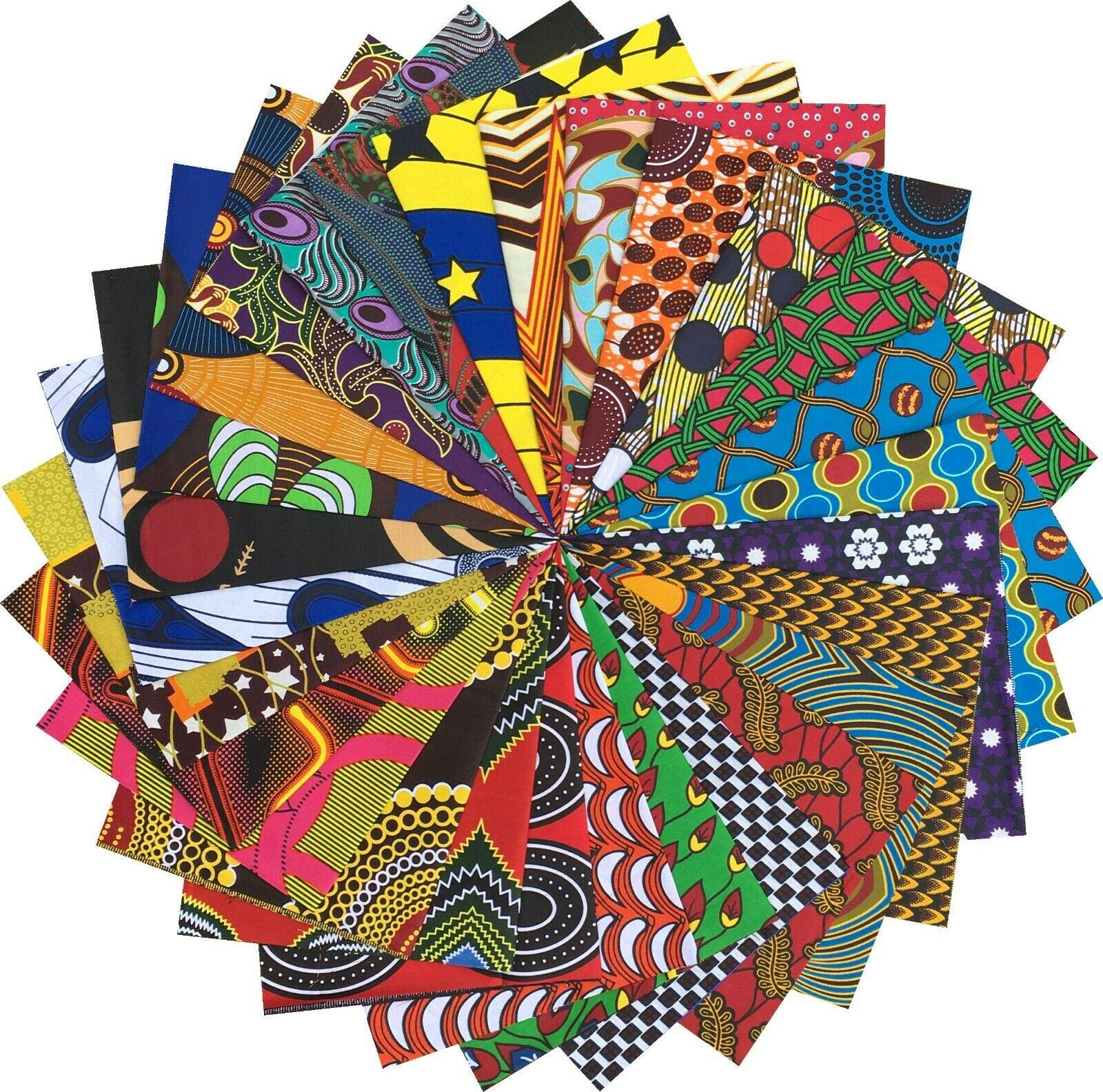 Cotton Kraze Multicolured African Cotton Fabric Multicolored Print 5X Fat Quarter Bundle For Craft Making Quilting Patchwork