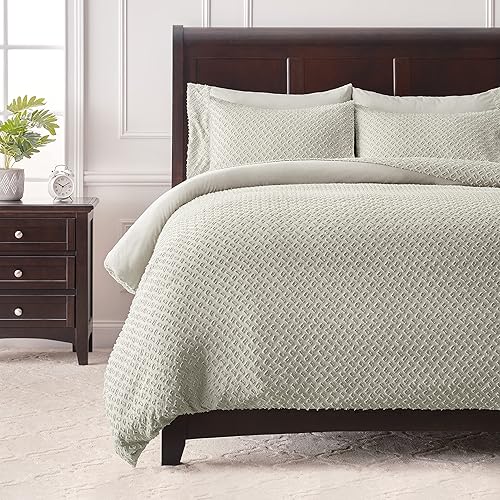 Miniatura 1 de Chanasya Juego de edredón de alta calidad con recortes, estilo bohemio, doble cepillado, elegante, suave, texturizado, de microfibra sólida, 1 funda