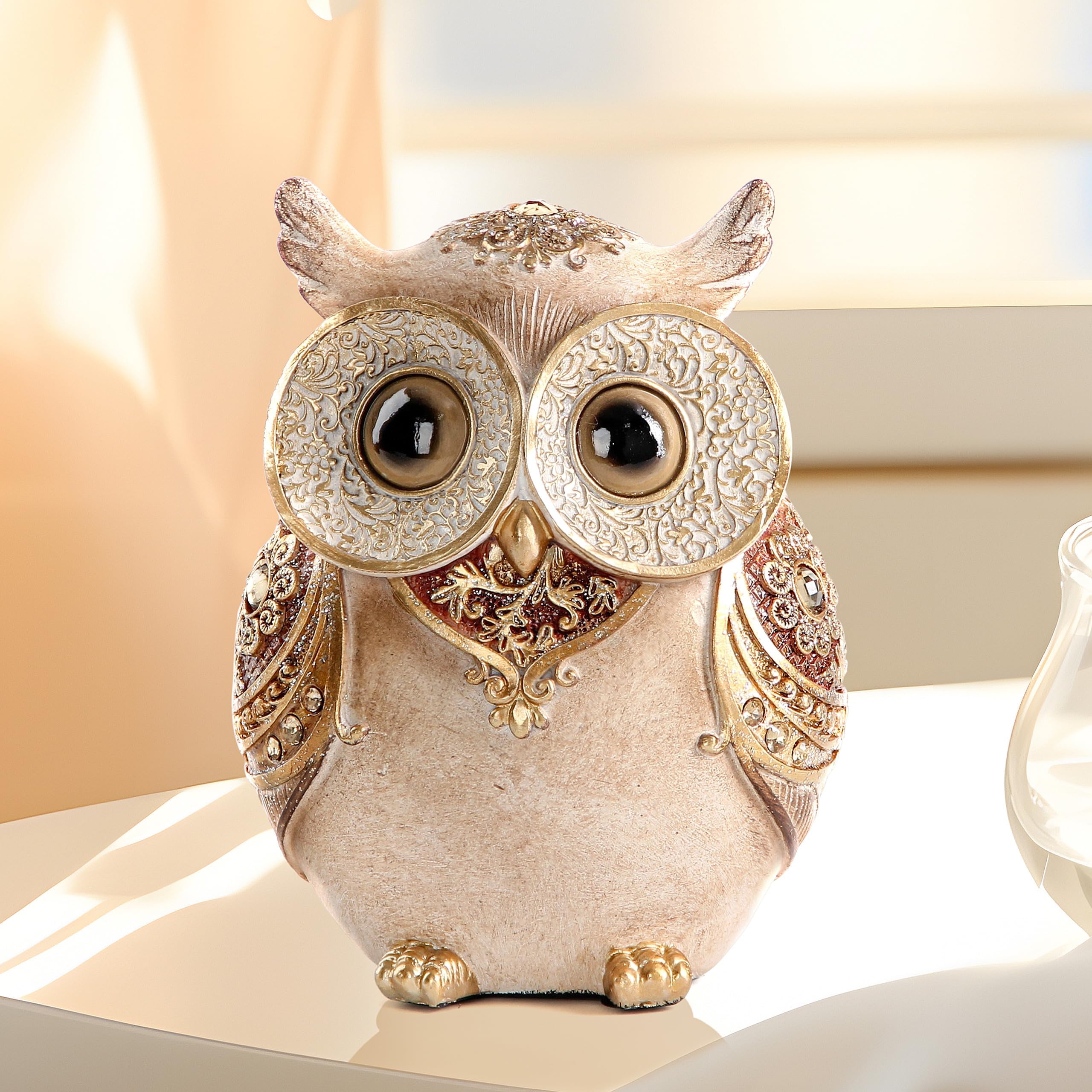 Amazon.com: FAMICOZY Adorable Owl Figurine,Big Eyes Cute Owl Statue ...