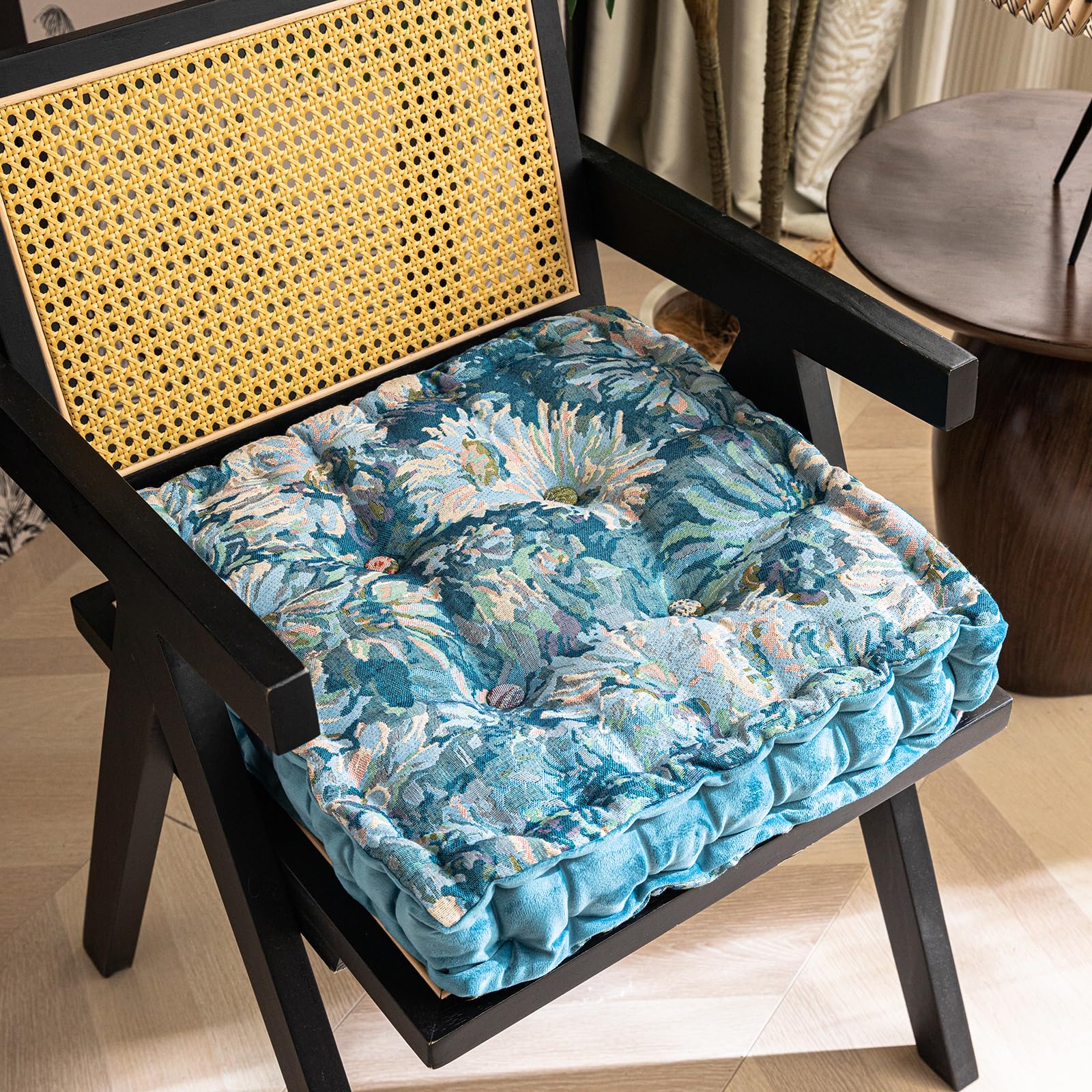 vctops Boho Jacquard Chair Seat Cushions for Kitchen Dining Room Chairs Floral Pattern Soft and Comfortable Square Chair Cushion with Handle (Pattern