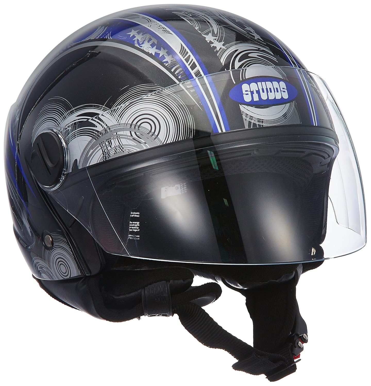 Studds Track D1 Decor Open Face Helmet (Black and Blue, XL) Amazon.in