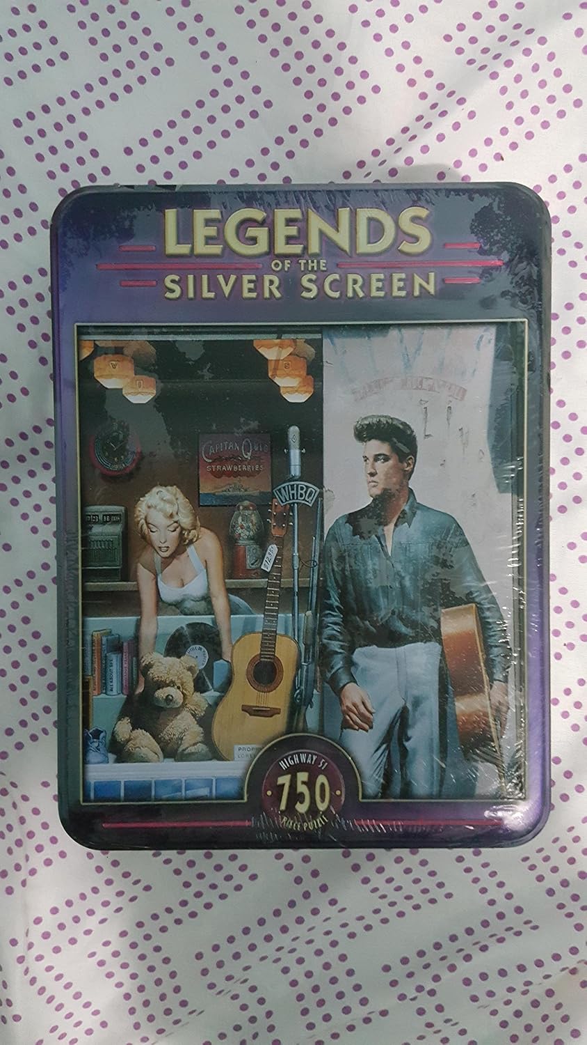 Jigsaw Puzzle Collectible Tin 750 Pieces 18"X24"-Legends of the Silver Screen-Highway 51
