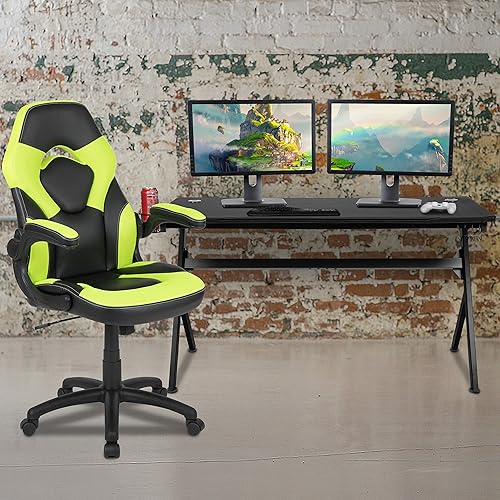 Miniatura 40 de Flash Furniture - Juego de escritorio para juegos y sillas reclinables de color blanco y negro con soporte para taza y gancho para auriculares.