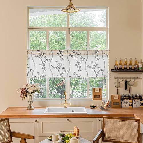 Sutuo Home Floral Boho Curtains Valance for Kitchen Cafe, Bo