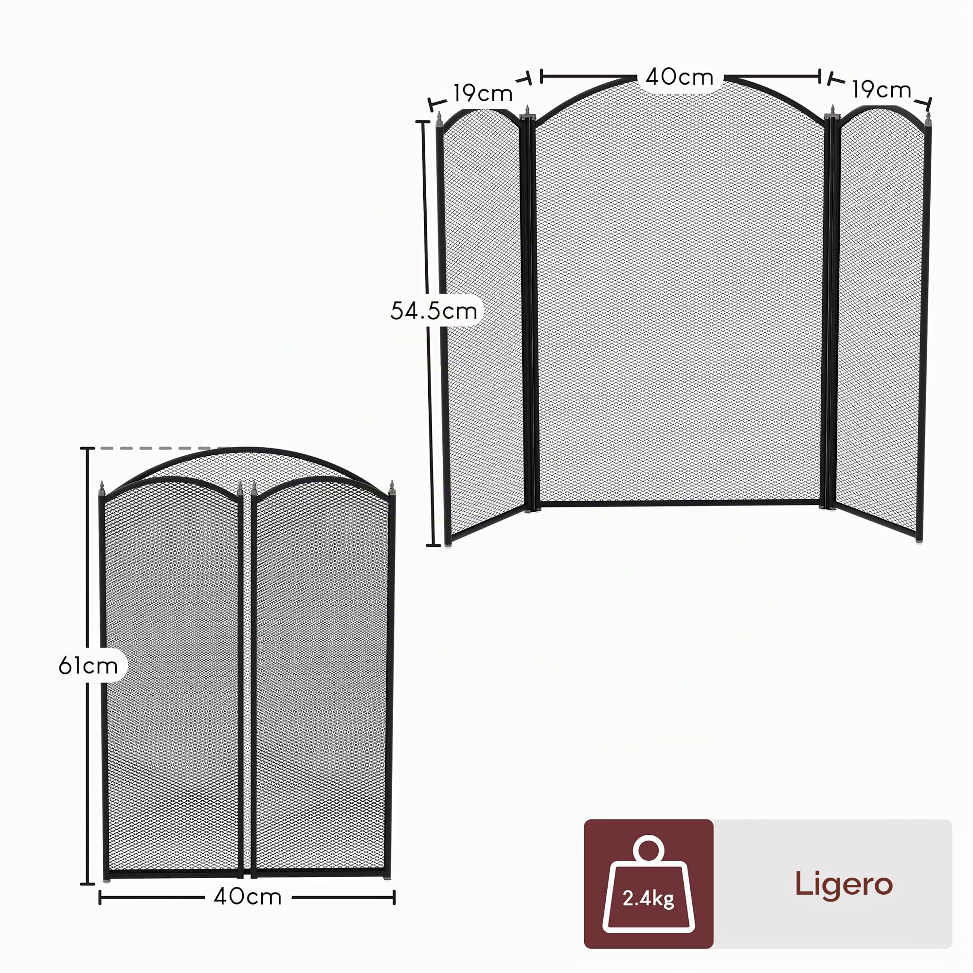 Fire Vida Selby - Protector contra Incendios de 3 Paneles, Metal, Color Negro