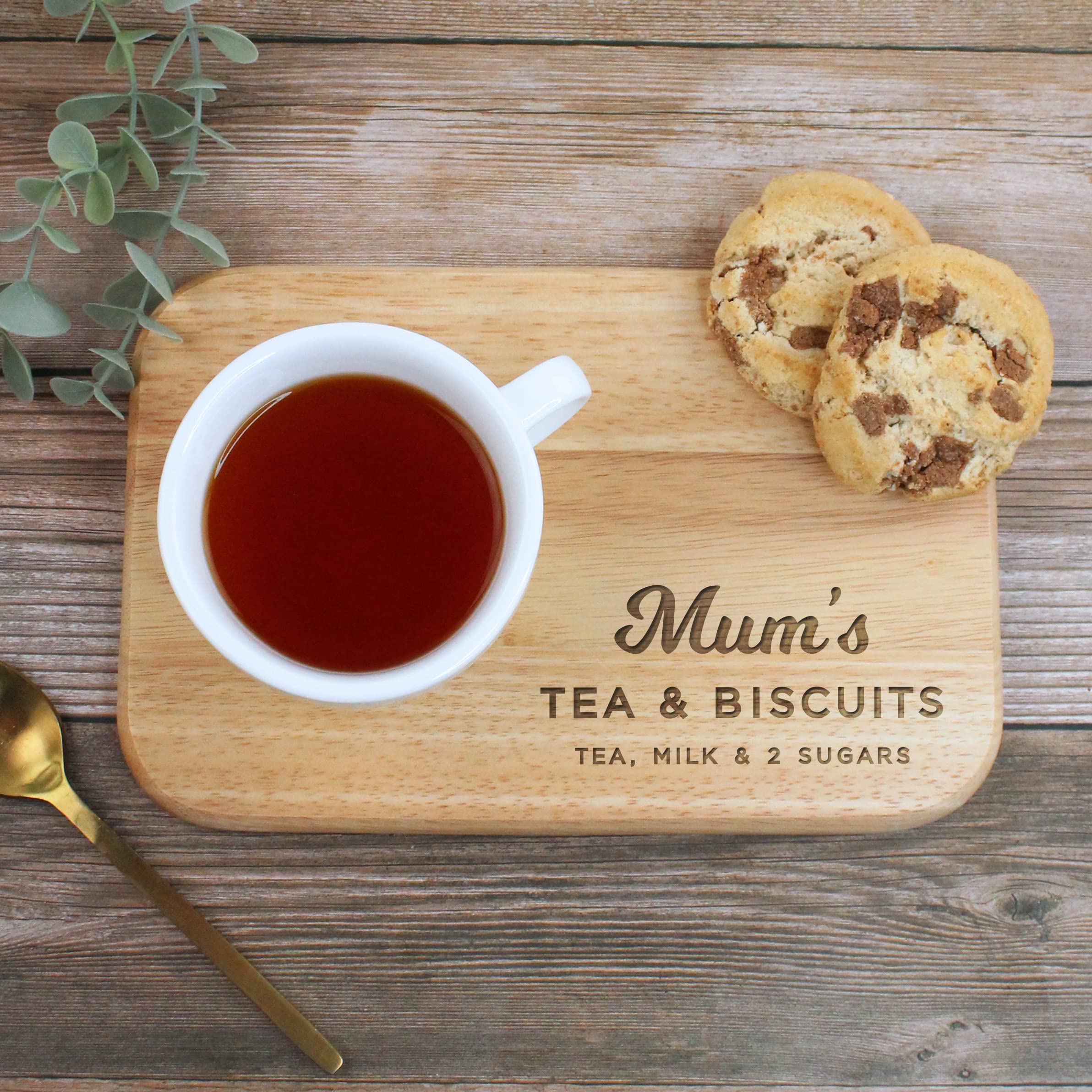 Personalised Mum's Tea & Biscuits Board, Wooden Treat Board, Snack Tray, Birthday Gifts for Mum