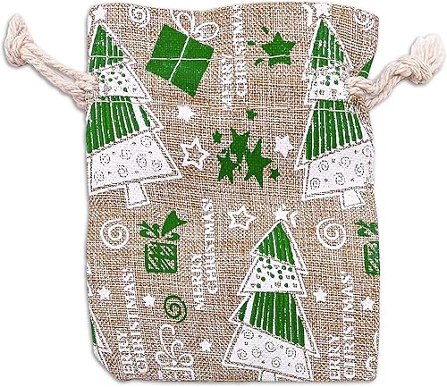 Miniatura 41 de TheDisplayGuys - Paquete de 12 bolsas de regalo de lona de yute reutilizables de 6 x 8 pulgadas con cordones (estrellas blancas, medianas)