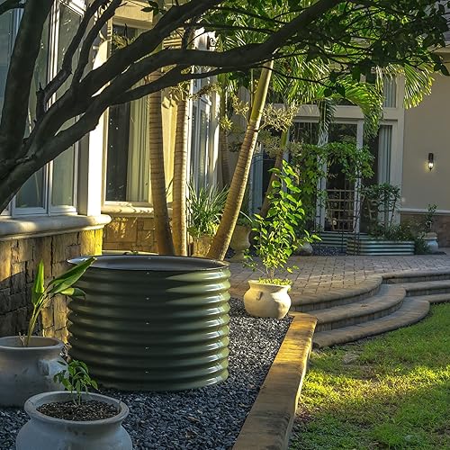 Miniatura 7 de Vego garden Jardinera elevada redonda de 32 pulgadas de alto y 42 pulgadas para jardín, para verduras, flores, patio, verde británico