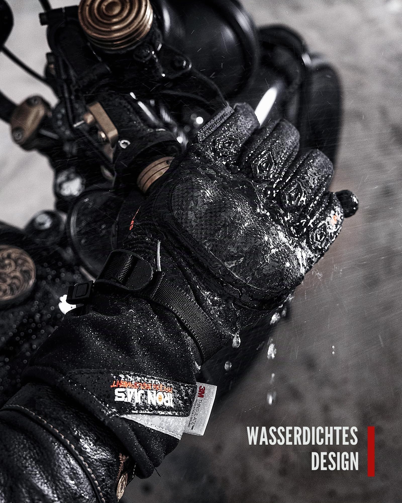 BORLENI Winter Motorradhandschuhe Herren mit CE-Level 1 KP, Motorrad Handschuhe Warm mit 3M Thinsulate, Wasserdicht Winddicht Winterhandschuhe mit Touchscreen & Kohlefaser Knöchelschutz, Größe M-XXL