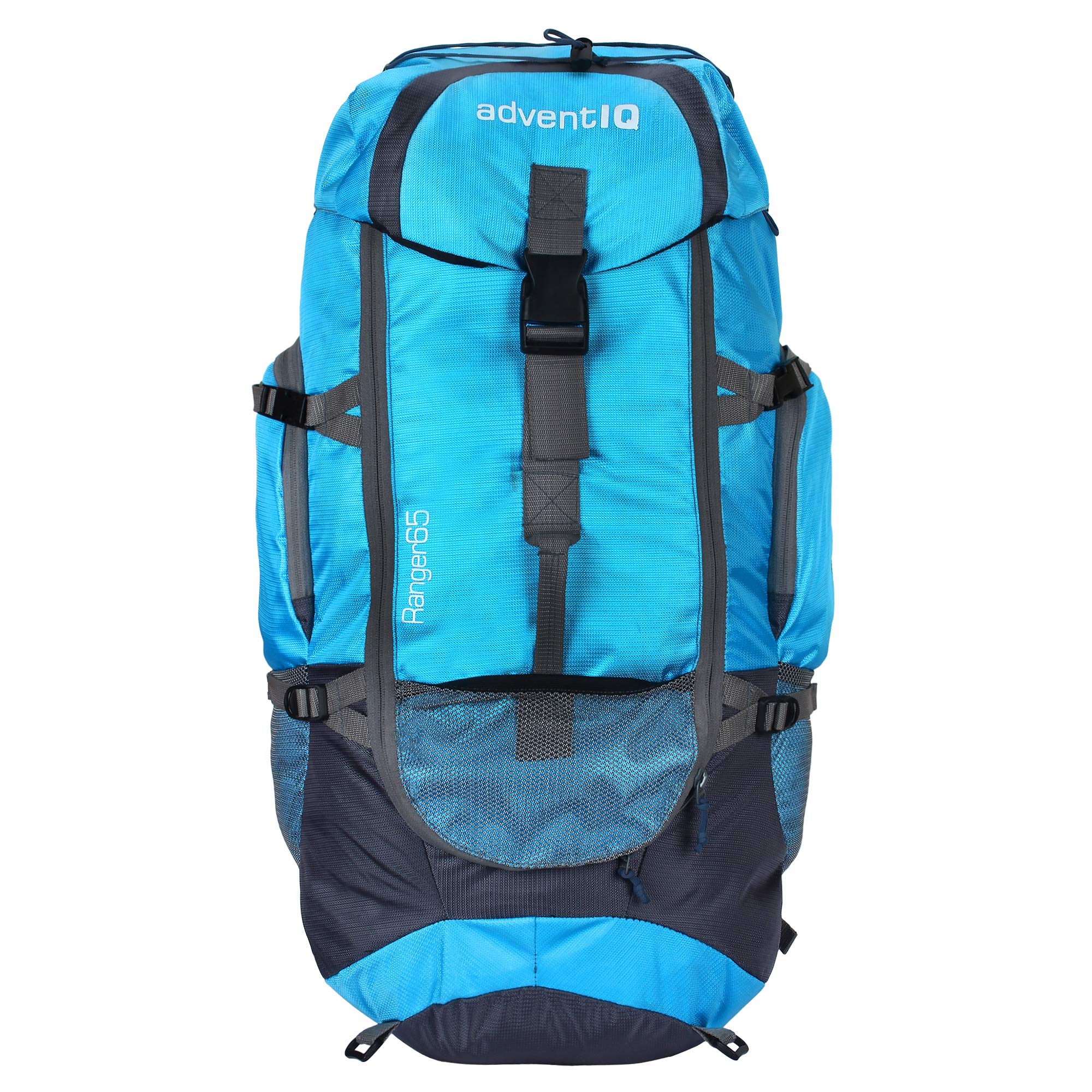 AdventIQ Heavyduty Hiking Trekking Camping Rucksack Bag, Waterproof Travel Rucksack Backpack (65 Ltrs, Sky Blue)