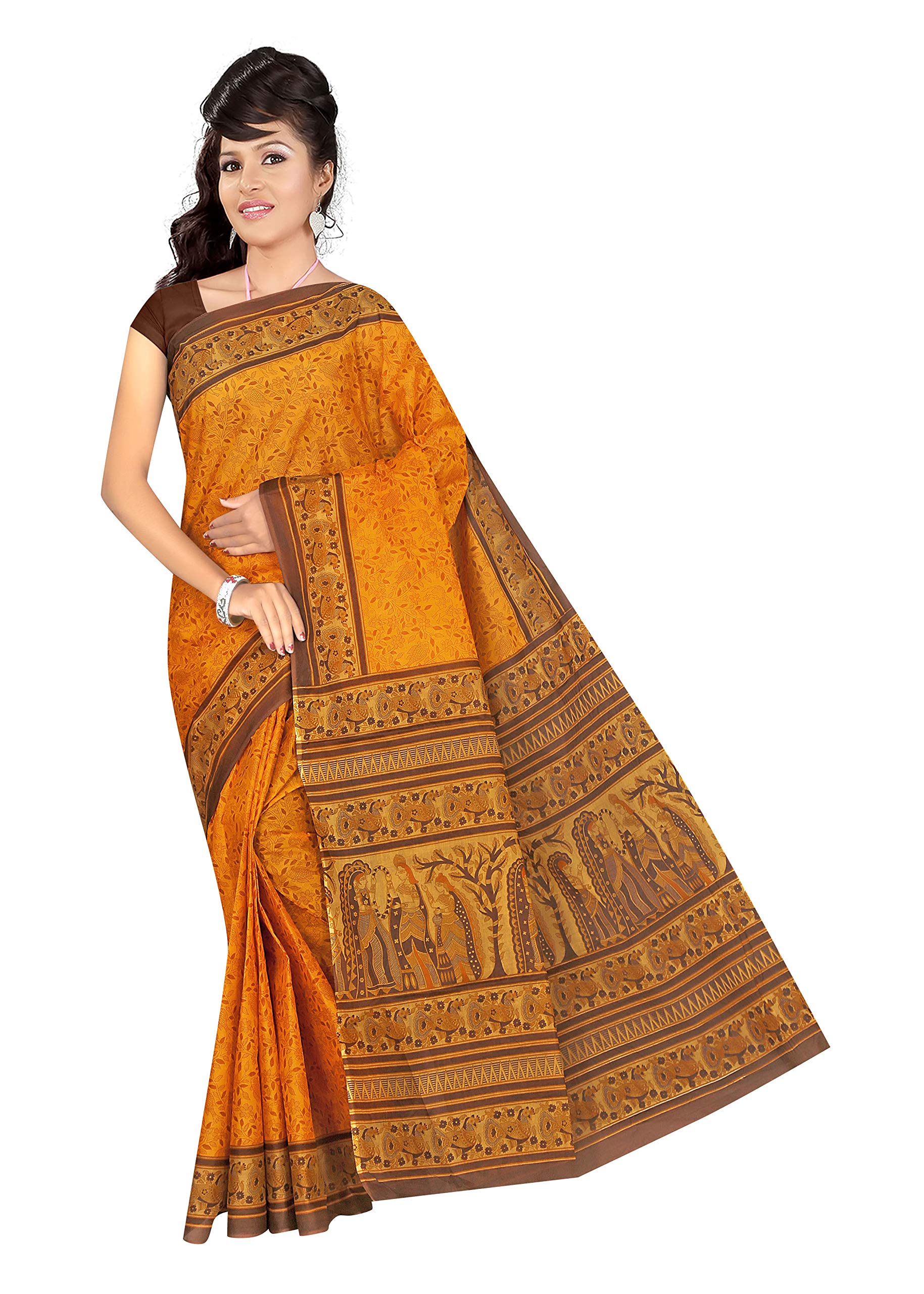 Cotton King Women 100% Pure Cotton Printed Sarees With Blouse