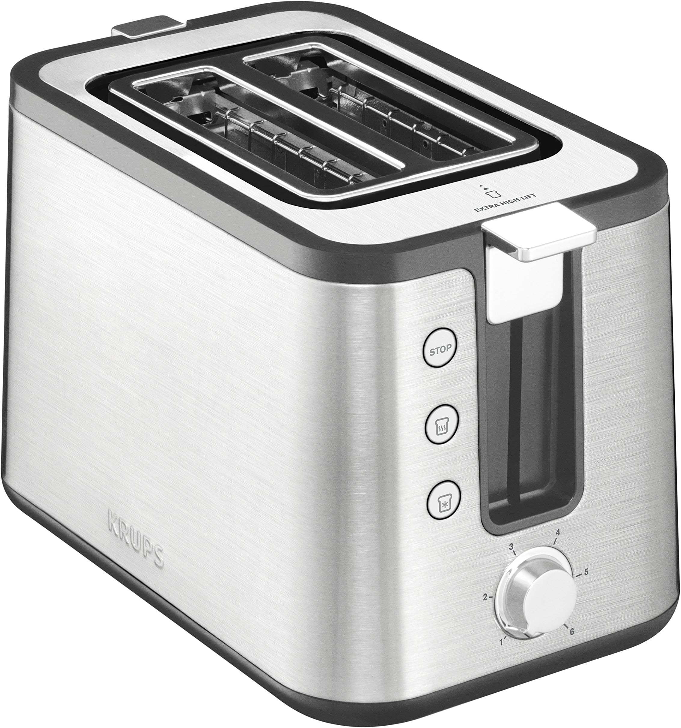 KRUPS 7211002013 KH442D Control Line 2-Slot Toaster with Integrated Bun Warmer and Brushed Stainless Steel Housing, 2-Slice, Silver