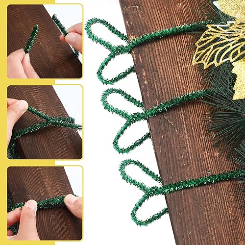 Miniatura 3 de Waydress Guirnalda de Navidad con purpurina, decoración flexible, lazos de Navidad artificiales para barandillas de Navidad, escaleras, decoración