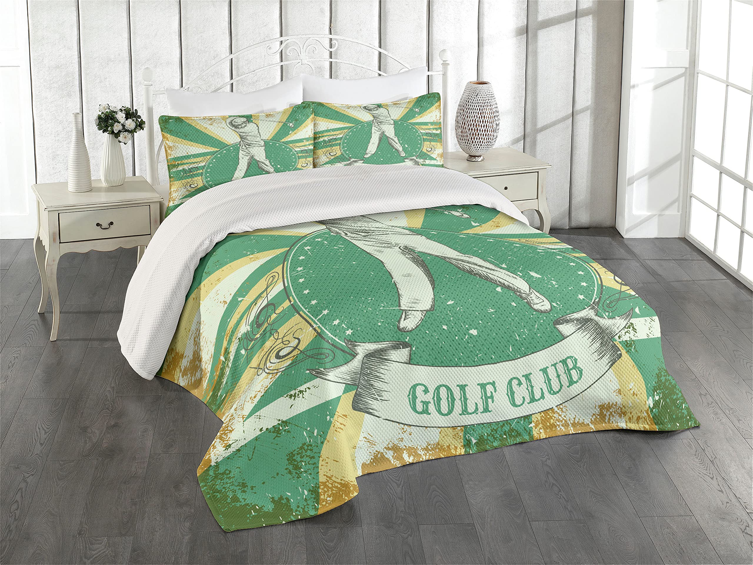 Sobrecama de golf vintage de Lunarable con fundas de almohada