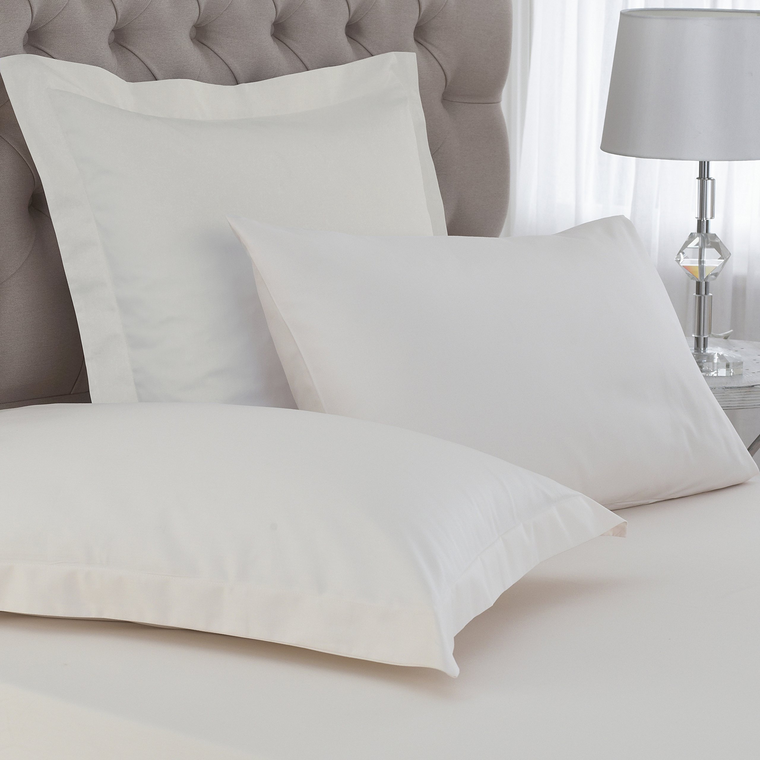 Great Knot Ivory Mperor Collection 100% Egyptian Sateen Cotton 400 Thread Count Oxford Pillowcases,